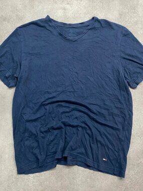 Tommy Hilfiger V-Neck Embroidered T-Shirt L - Blue
